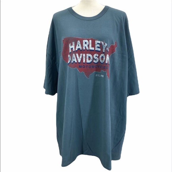 Harley-Davidson Other - HARLEY-DAVIDSON Blue Unisex Short Sleeve Graphic Tee Shirt Size 3XL